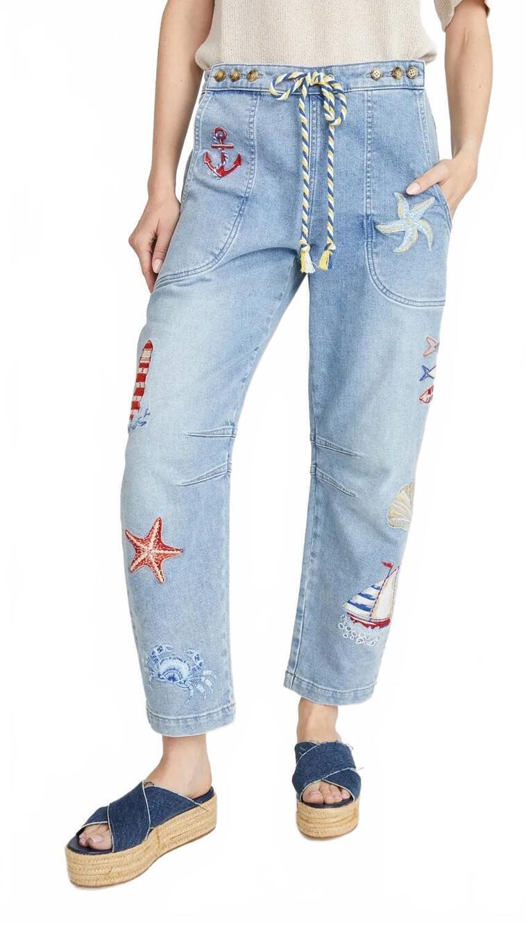 NEW DRIFTWOOD twyla barrel jeans in going coastal